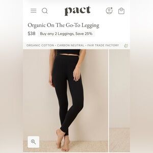 Pact XL Black Organic Cotton Leggings with pockets
